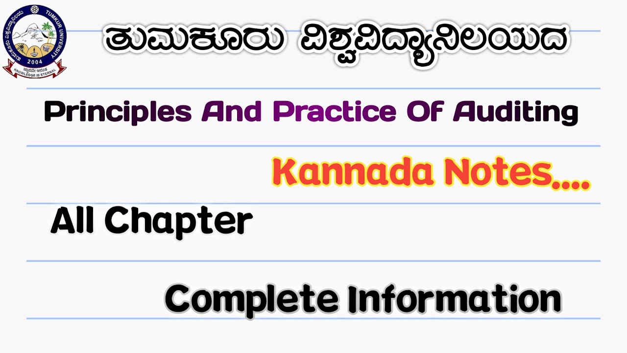 Principles and Practice Of Auditing . Kannada Notes Bcom 5th semester Nep syllabus Tumkur university