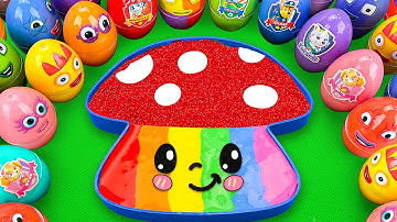 Rainbow Eggs: Looking Pinkfong, Cocomelon, Numberblocks, Alphablocks SLIME Mushroom ASMR Coloring!