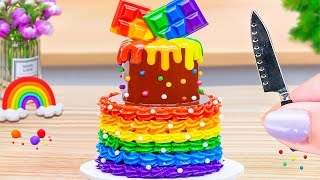 Rainbow Buttercream Cake Sprinkles Ice Cream 🌈AMAZING Miniature Rainbow Cake Decorating Ideas 🍭