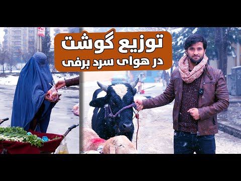 توزیع گوشت در هوایی سرد برفی لذت بخش