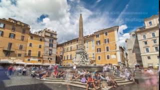 Fountain timelapse hyperlapse on the Piazza della Rotonda in Rome, Italy