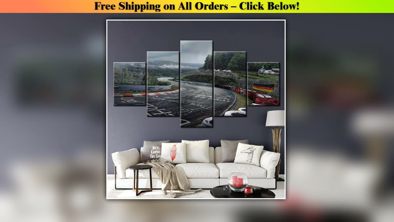 Artwork 5 Pieces Canvas Art Poster Nurburgring Rally Road Painting Living Room Wallpaper Picture