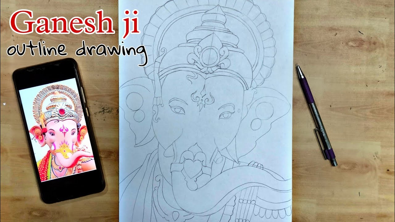 How to draw lord Ganesha face Ganesh ji ka drawing kaise banaye