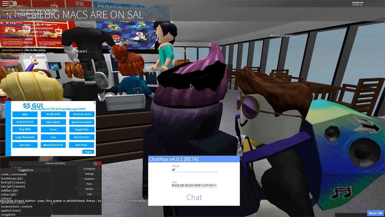 Roblox Exploiting Chathax Showcase With Crazyexploitz By Lucky Gui - chat hax roblox script pastebin