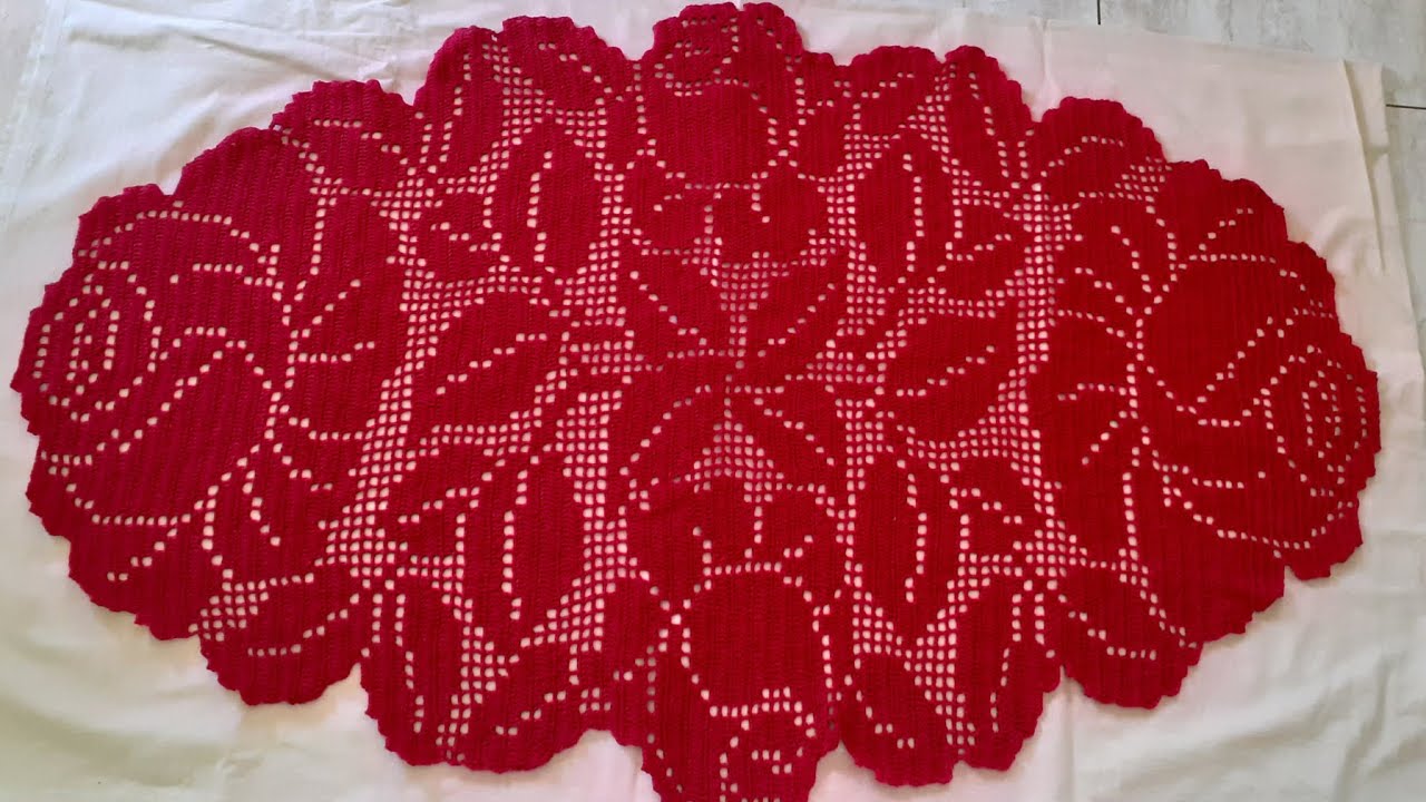 Caminho de Mesa 4 Rosas Parte 6 #crochefile