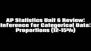 Unit 6 Review: Inference for Categorical Data: Proportions (AP Statistics)