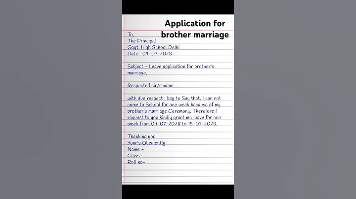 Application for brother marriage #shorts #application #leave #learning