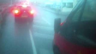 Parcel Force Van Tries Overtaking While Joining The Traffic Queue