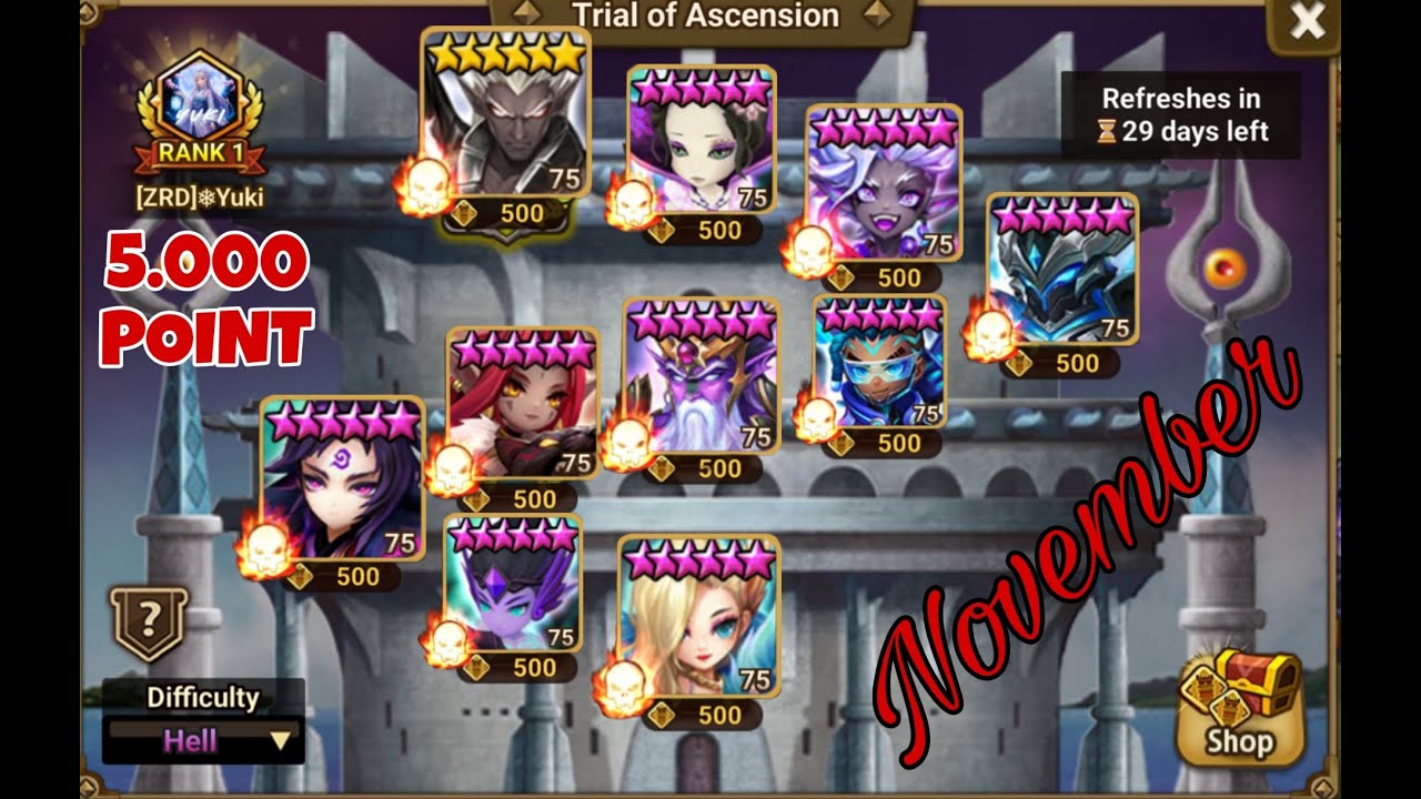 TOA Hell November 2025 Stage 1-10 (5000 Point) - Summoners War