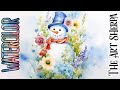 How to Draw and paint a Watercolor  Snowman 🌟🎨  Easy Fun  Paint Night at Home