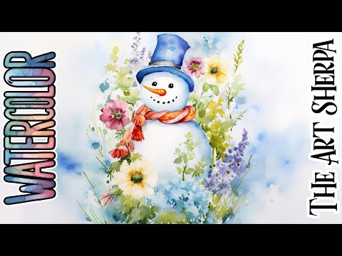 How to Draw and paint a Watercolor  Snowman 🌟🎨  Easy Fun  Paint Night at Home