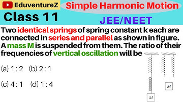 Two identical springs of spring constant k each are connected in series and parallel as shown in fig