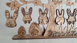 Happy Easter layered design for laser cutting