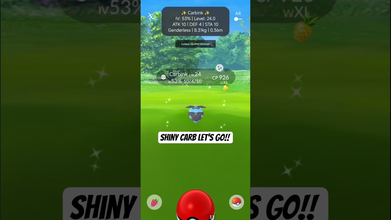 Caught a Shiny Carbink in Pokemon Go 