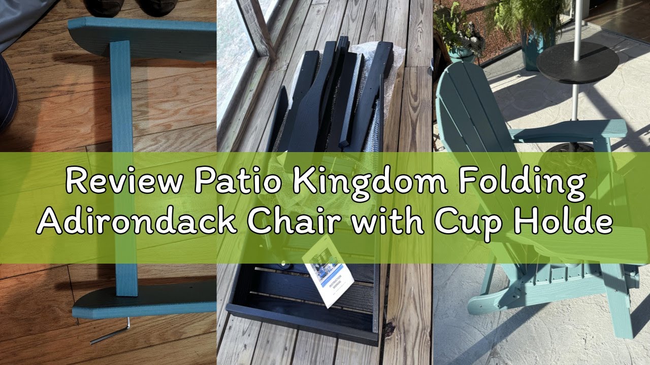 Review Patio Kingdom Folding Adirondack Chair with Cup Holders, HDPE Plastic Outdoor Chairs, Weather