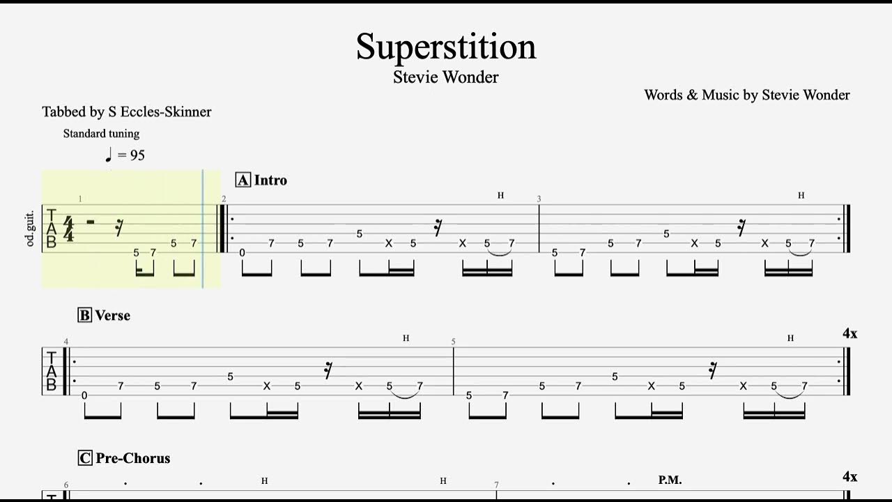 Superstition Stevie Wonder (Acoustic Arrangement) Guitar Tab