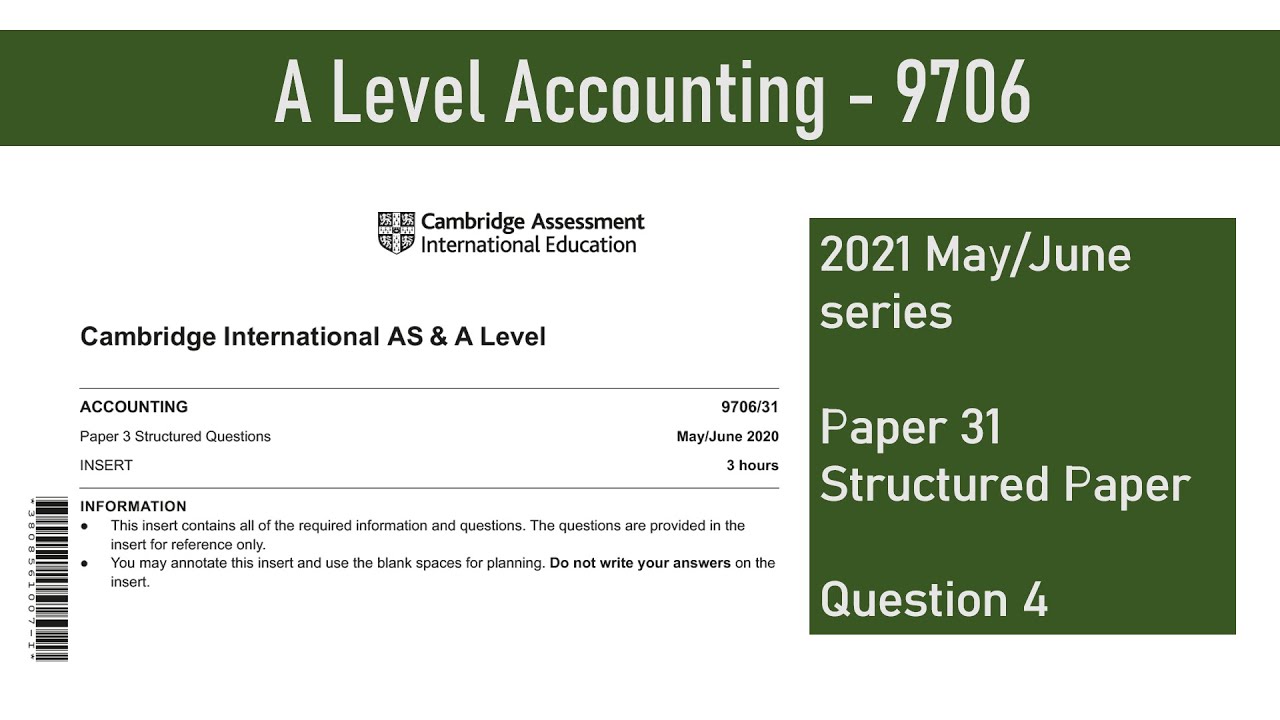 A level accounting may june 2020 paper 31 9706 31 question 4 youtube