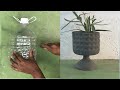 Creative Ideas With Cement - Making Plant Pots From Cement And Plastic Bottle at Home