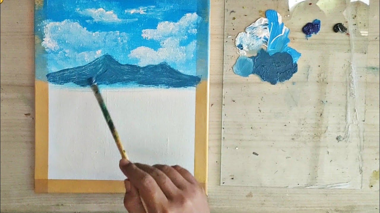 how to paint mountain landscape acrylic painting for beginners YouTube