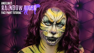 Rainbow Tiger Face Paint Tutorial | Rainbow Tiger Face Makeup