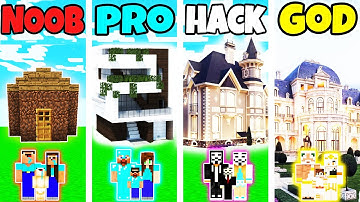 Minecraft: FAMILY LUXE PRESIDENT HOUSE BUILD CHALLENGE - NOOB vs PRO vs HACKER vs GOD in Minecraft