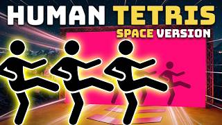 SPACE WALL CHALLENGE 🌌 HUMAN TETRIS x 3 players | Immersive Interactive Warm Up | Viral Game