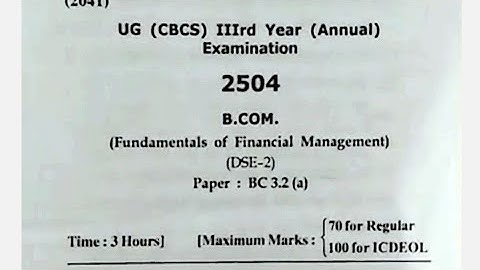 HPU Fundamentals of Financial Management question paper 2020-21 | B. Com final year question paper