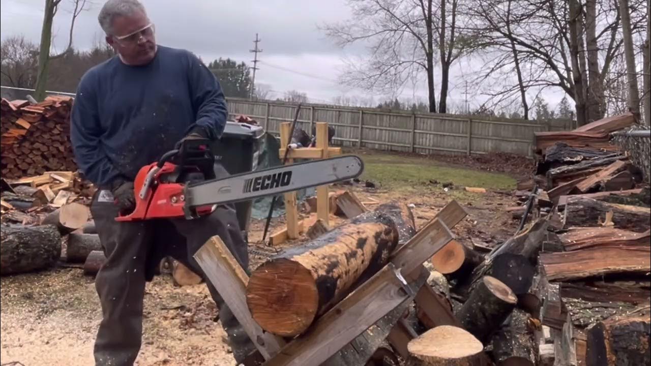 ECHO 620P Muffler Mod with 27" Bar and Full Chisel Full Comp Chain Cutting Ash Firewood YouTube