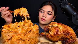 ASMR | CRAVING CREAMY CHEESY PASTA WITH WHOLE CHICKEN MUKBANG | NO TALKING