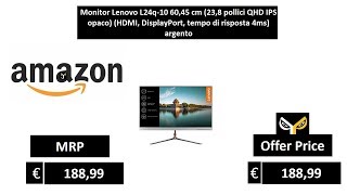 Monitor lenovo l24q-10 60,45 cm (23,8 pollici qhd ips opaco)
