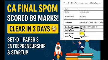 CA Final SPOM Set-D Paper 3 Entrepreneurship and Startup | Strategy to clear in 2 days | #spom