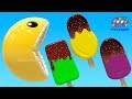 Учим цвета с 3D Pacman | 3D Мороженое на Палочке | Учим цвета с 3Д Пакманом | Пакман  и мороженое