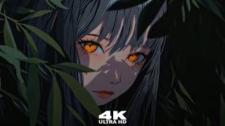 Mysterious Anime Girl Orange Eyes Hidden In The Leaves 4K Live Wallpaper #anime #livewallpaper screenshot 3