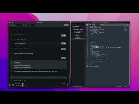 Chat2Code Auto Coding - 2 Deployed Websites, MacOS App and GUI Game in less than 20 minutes