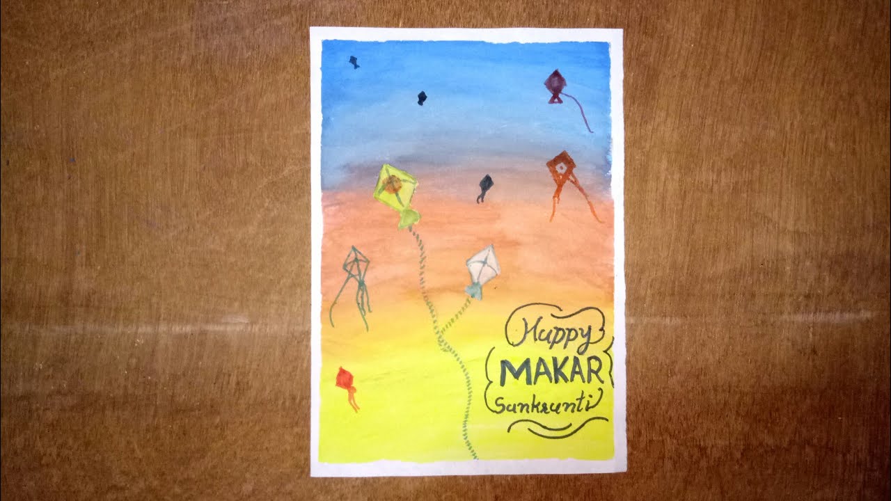 Happy makar sankranti drawing for beginners step by step kite
