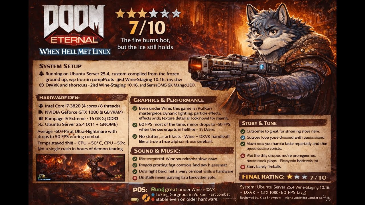 🐺 DOOM Eternal on Linux (No Proton) Hell Ran at 60 FPS Under Wine - YouTube