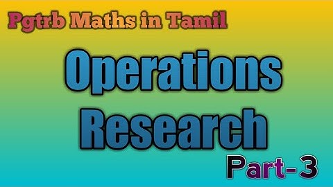 Operations Research#Part3#pgtrbmaths