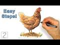 Easy Way to Draw a Chicken (Hen) Using Simple Shapes