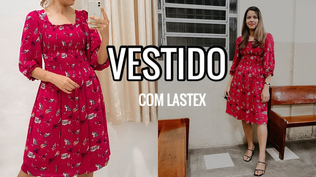 VESTIDO INCRÍVEL EM LASTEX MANGA BUFANTE | como cortar e costurar