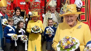 The Queen is radiant in Easter yellow as shes joined by Princess Eugenie at Maundy Thursday service