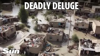 Horror moment ‘catastrophic’ floods obliterate towns in Afghanistan killing at least 300