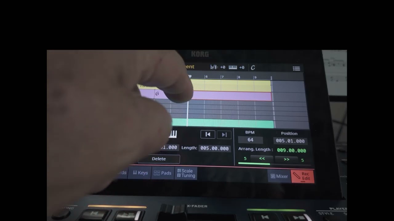 Step by Step Eingabe Akkorde und Stylevariationen im Recording Studio Korg PA5X .
