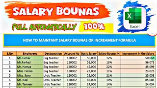 Salary, Bonus &amp; Increment in Microsoft Excel | Easy Formula Tutorial | Salary ma Bounas in excel