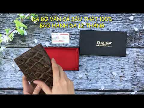 Video Ví/Bóp nữ da bò Huy Hoàng vân cá sấu lớn 3 gấp màu nâu... - youtube