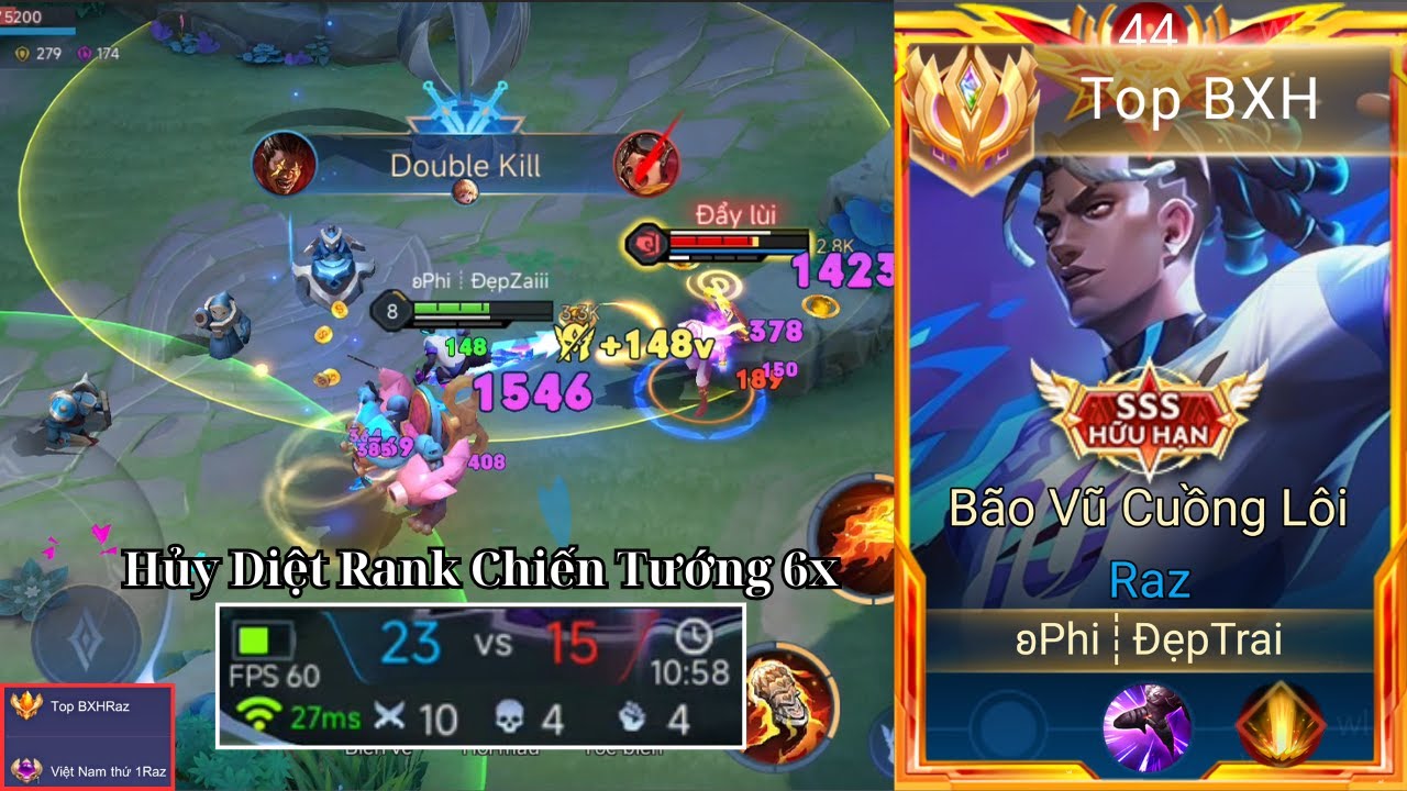 Top 1 Raz - 19 Phút Đá Raz Out Trình Hủy Diệt Rank Chiến Tướng 61 Sao Leo Rank Chiến Thần