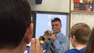 Hayes middle school of kanawha county in West Virginia band director Mr.Wilson playing happy b song