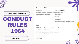 Conduct Rules 1964 |DFPR @SO-ldce-in-easy-way-179 #dfpr #generalstudies #examcentre #generalstudies