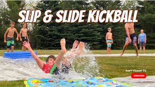 What Happens When You Try This CRAZY Slip N' Slide Kickball Game?