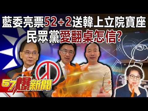 藍委團結亮票「52+2」送韓國瑜上立院龍頭寶座！民眾黨愛翻桌怎信？ - 黃暐瀚 張禹宣 董智森 鍾沛君 張斯綱 康仁俊 徐俊相《57爆新聞下集 》2024.02.01