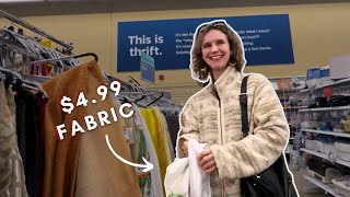 THRIFT WITH ME | I’m here for the cheap fabric | Vlog